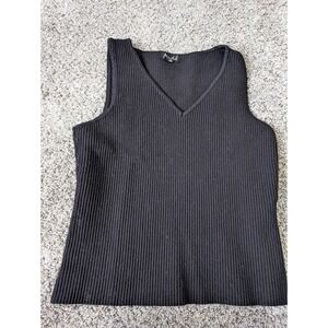 Marled Womens Black Ribbed Knit V-Neck Sweater Tank Top Size Medium Sleeveless